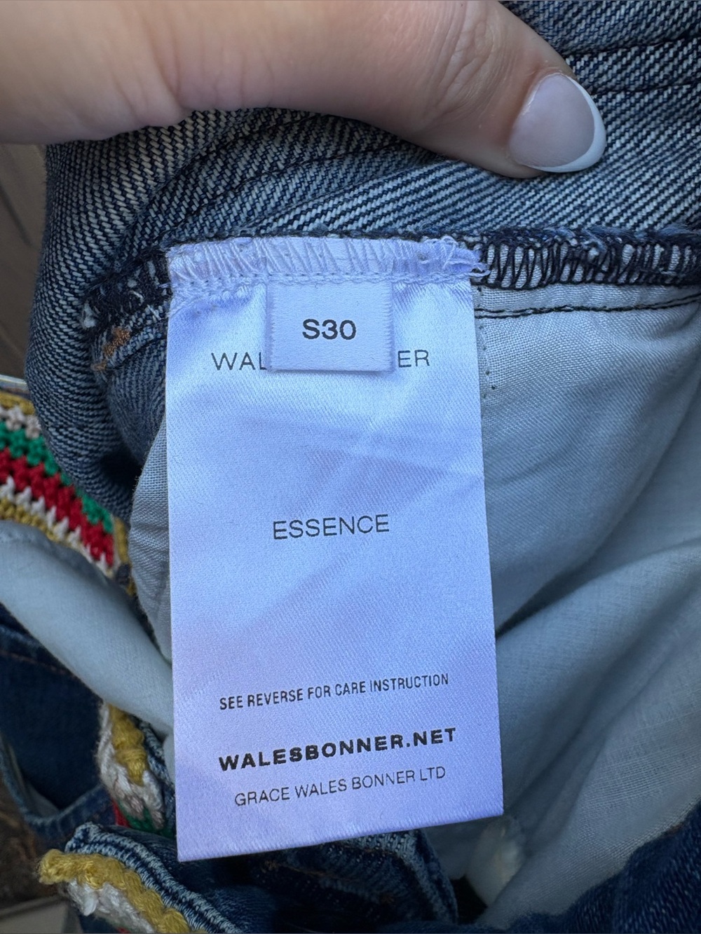 WALES BONNER Brixton Crochet-Waist Straight-Leg Jeans - Picture 9 of 10